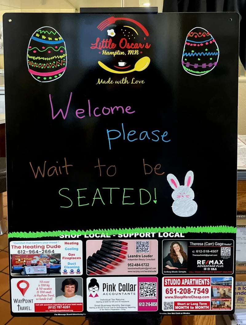 Custom message board at Little Oscar's restaurant