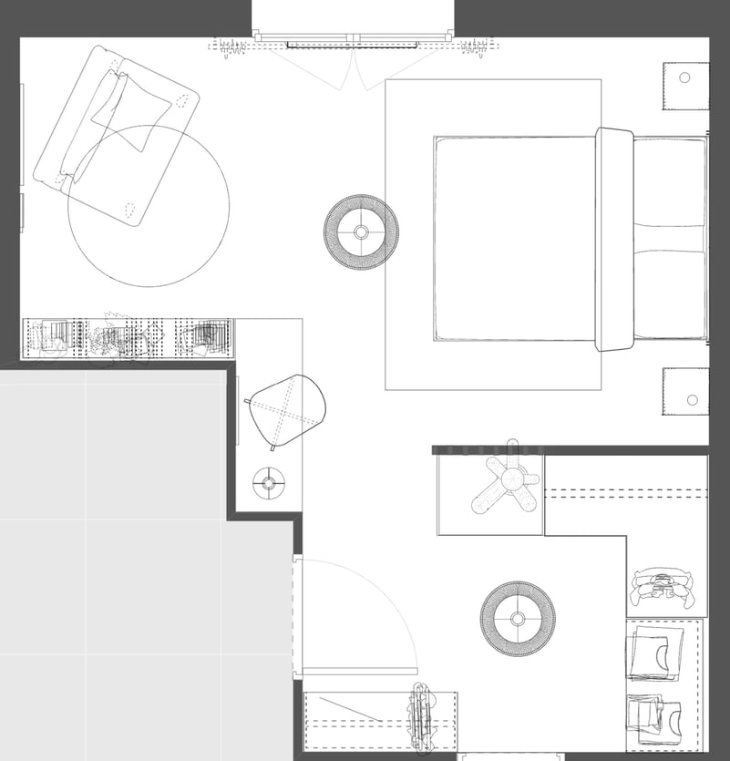 Plan chambre avec dressing après
