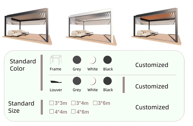 pergola size and color