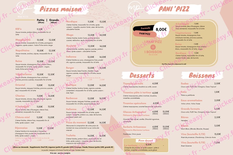 a menu of a restaurant menu with a menu listing