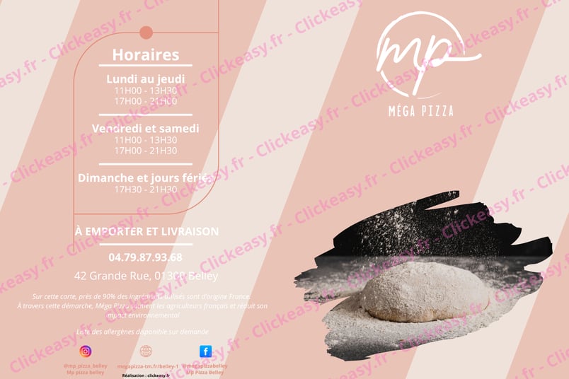 a poster for a restaurant called mega pizza