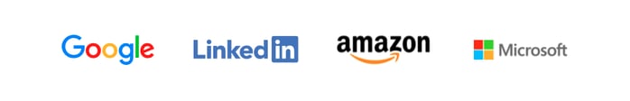 An image of Google, Linkedin, Amazon, and Microsoft logo