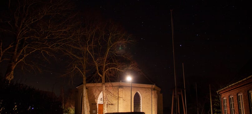 Church under the starry night
