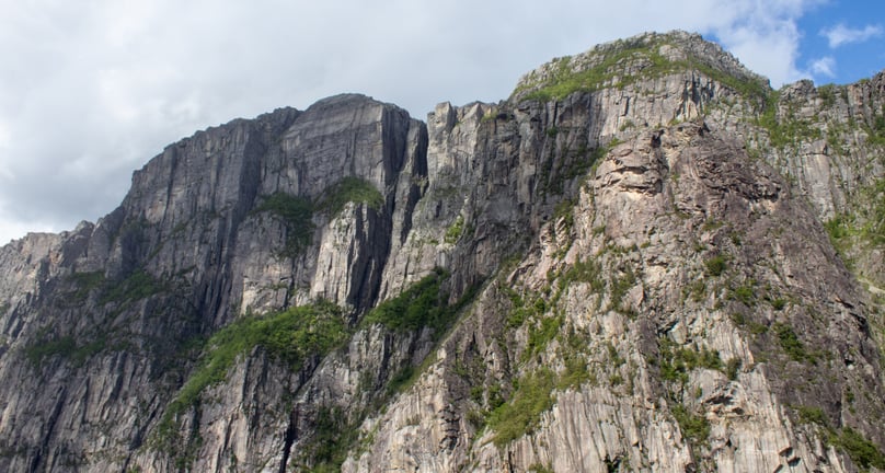 View of the Pulpit rock from the light fjord, Norway