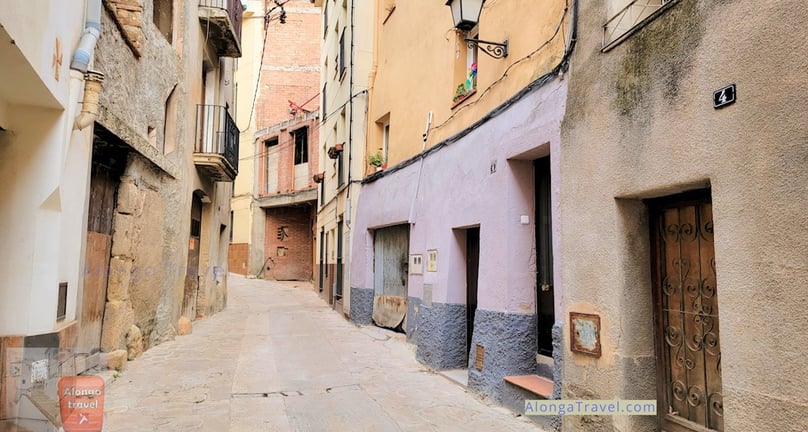 A medieval alley with many gems of medieval architecture in L'Espluga de Francoli in Catalonia 