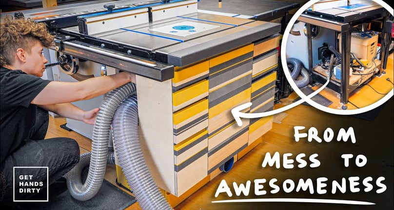 Router table Cabinet using pinewood and colored MDF