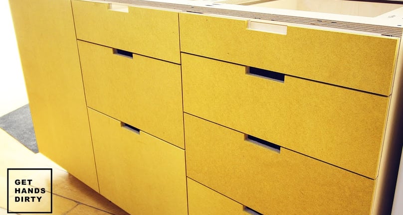 Yellow MDF kitchen cabinets