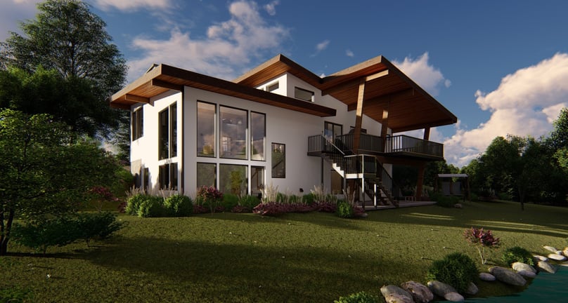 Creekside Contemporary Home Render Rear