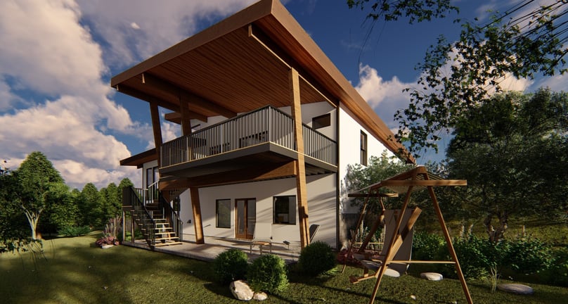 Creekside Contemporary Home Render Rear-2