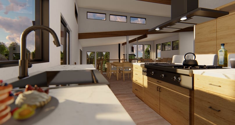 Creekside Contemporary Home Render Kitchen