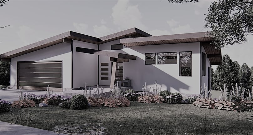 Creekside Contemporary Home Slate Render Front