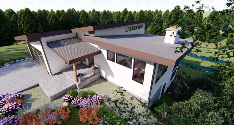 Creekside Contemporary Home Top Render