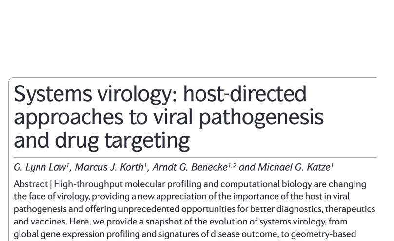 Systems virology, virus, pathogenesis, drug discovery