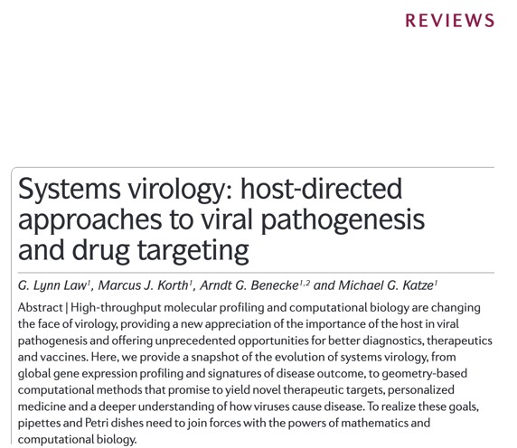 Systems virology, virus, pathogenesis, drug discovery