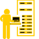 image of a man working on a server rack