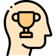 une tete avec un trophée dans la tete