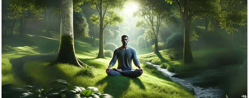 Persona meditando en un entorno natural, simbolizando la reflexión y la introspección.
