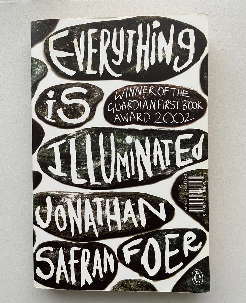 a book cover with a quote about everything is illuminated