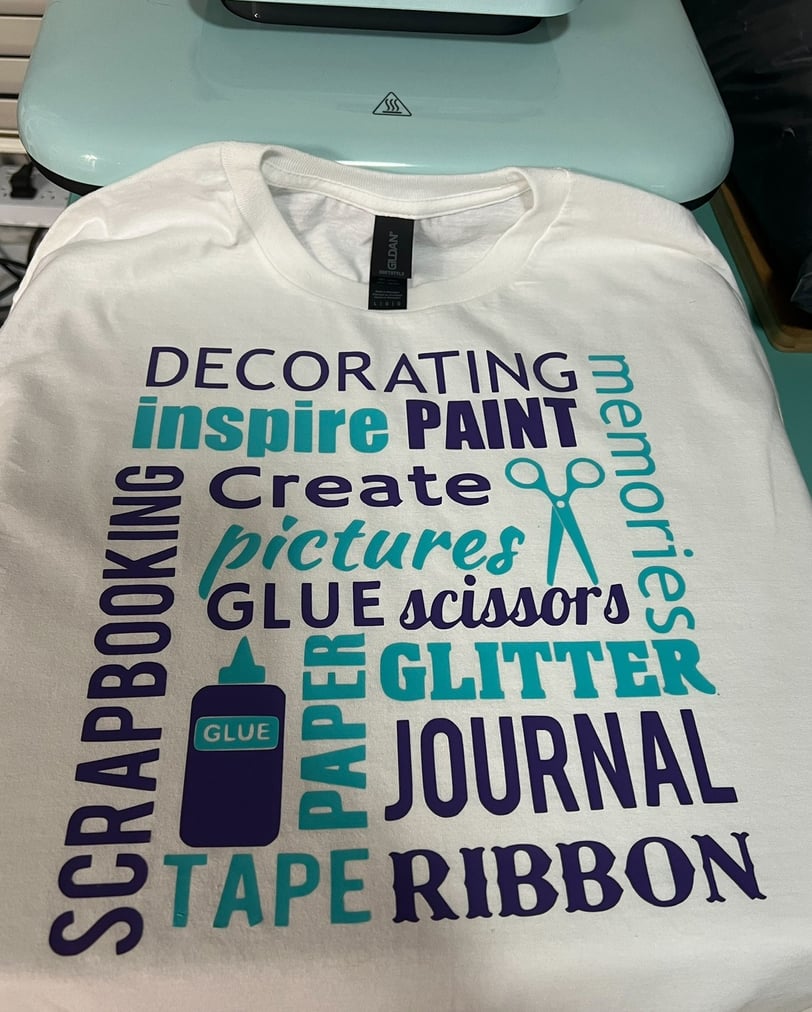 Creating a layered HTV crafting tshirt.