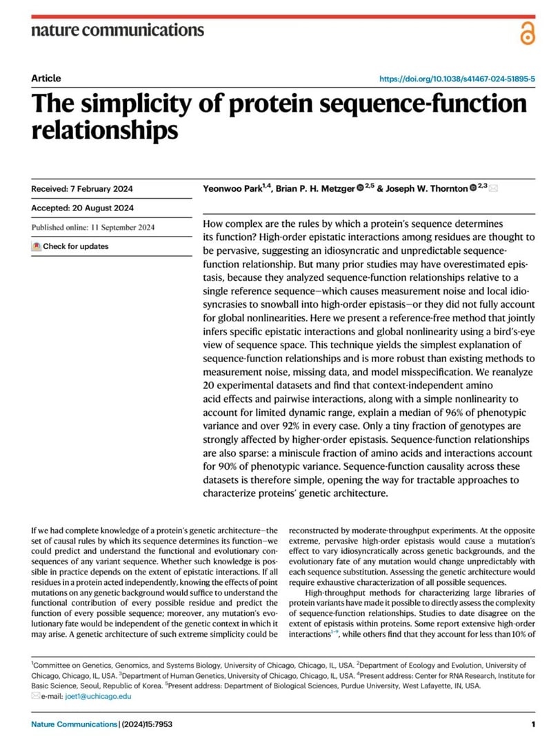 The simplicity of protein sequence-function relationships