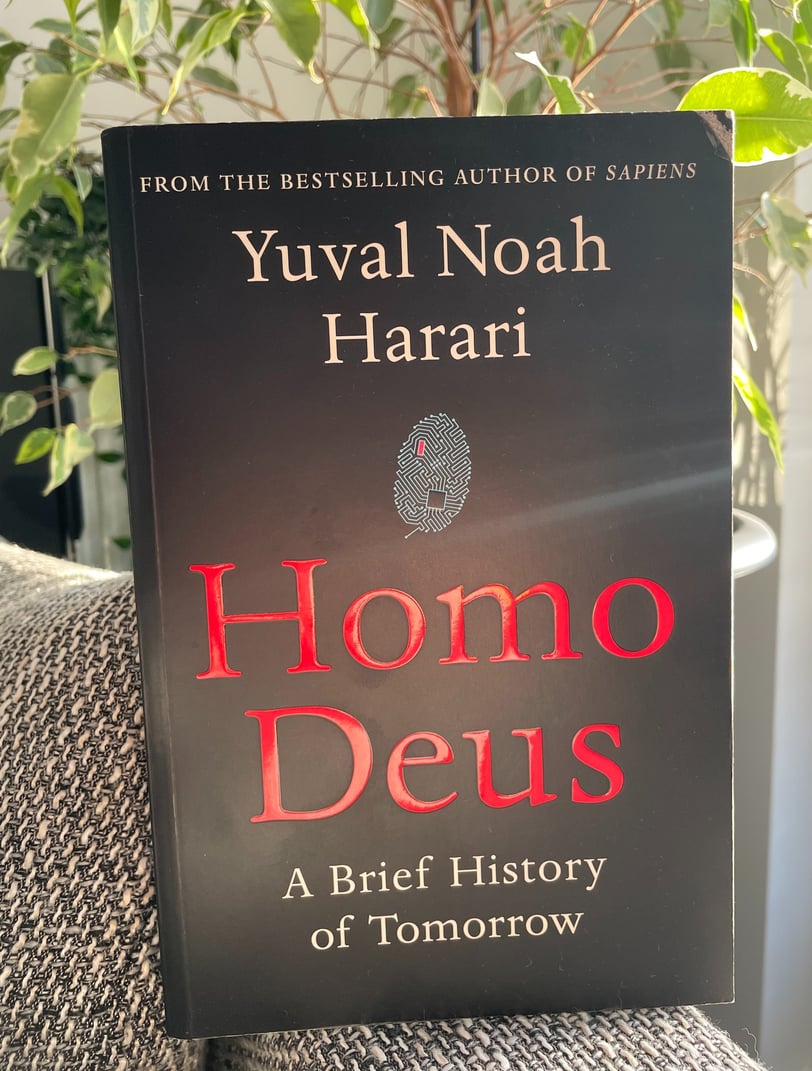 a book cover of the book homos deus