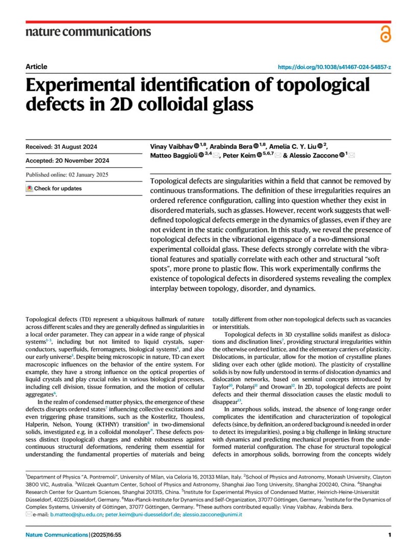Experimental identification of topological defects in 2D colloidal glass