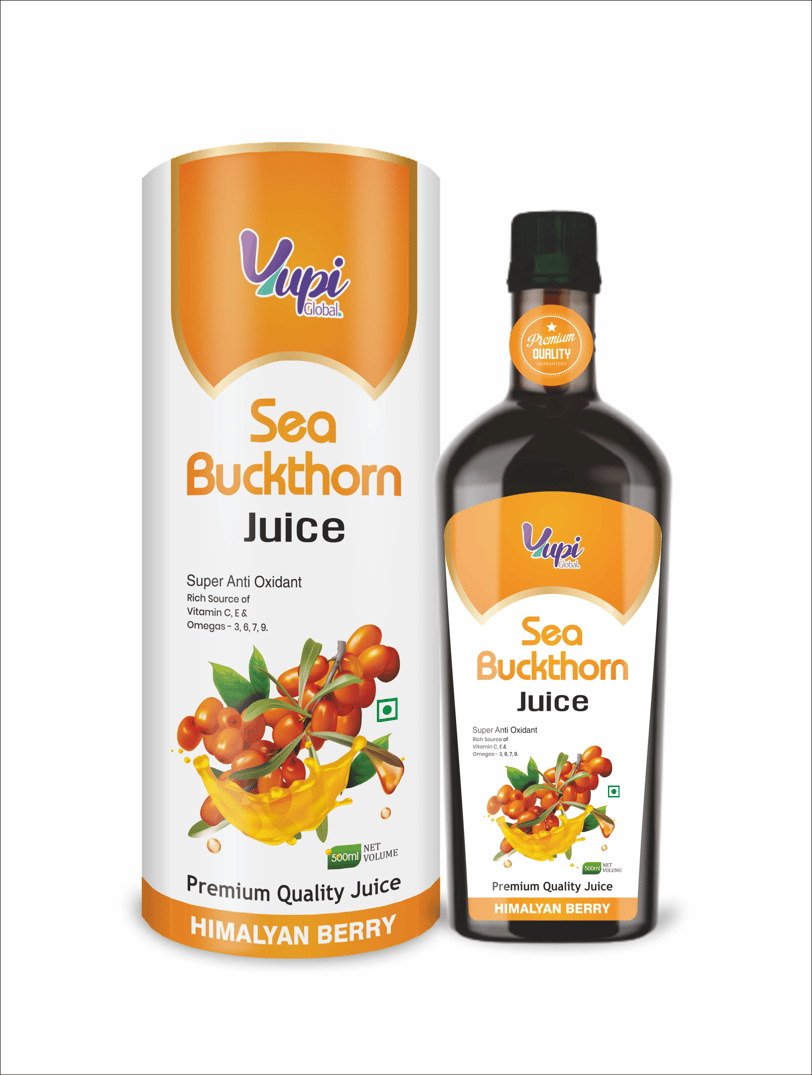 a bottle of sea buckthor juice