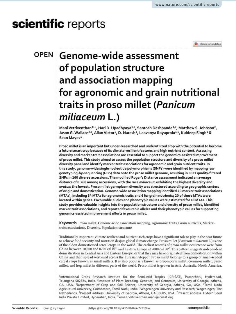 Genome‑wide assessment  of population structure  and association mapping  for agronomic and grain nu