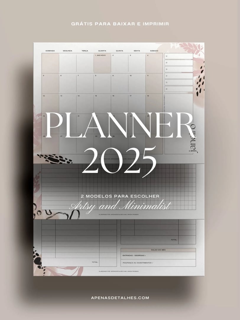Planner 2025 grátis para baixar em imprimir Os melhores sites com arquivos grátis