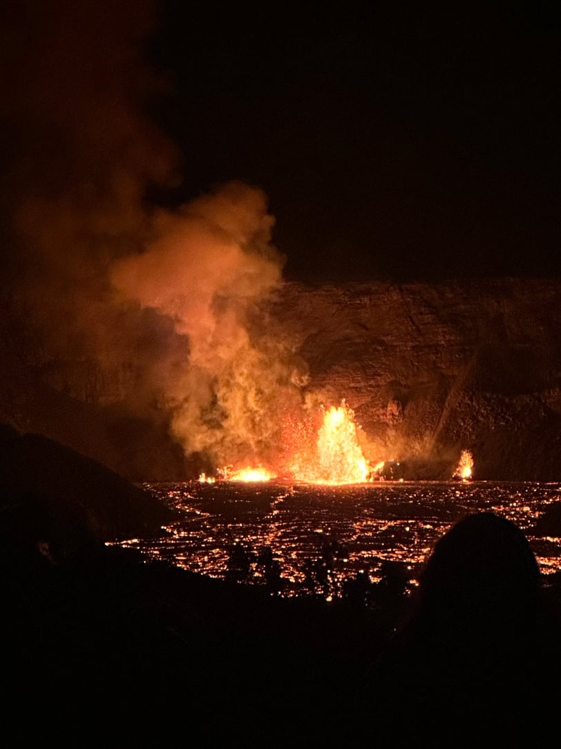 lava fountain in Halema'uma'u Crater inside Kilauea Caldera