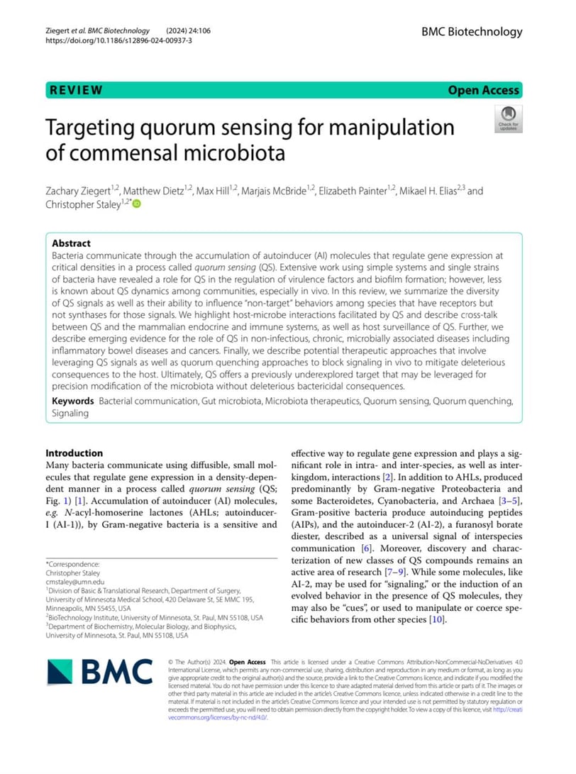 Targeting quorum sensing for manipulation of commensal microbiota