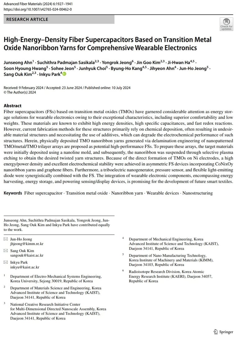 High‑Energy–Density Fiber Supercapacitors Based on Transition Metal Oxide Nanoribbon Yarns for Compr