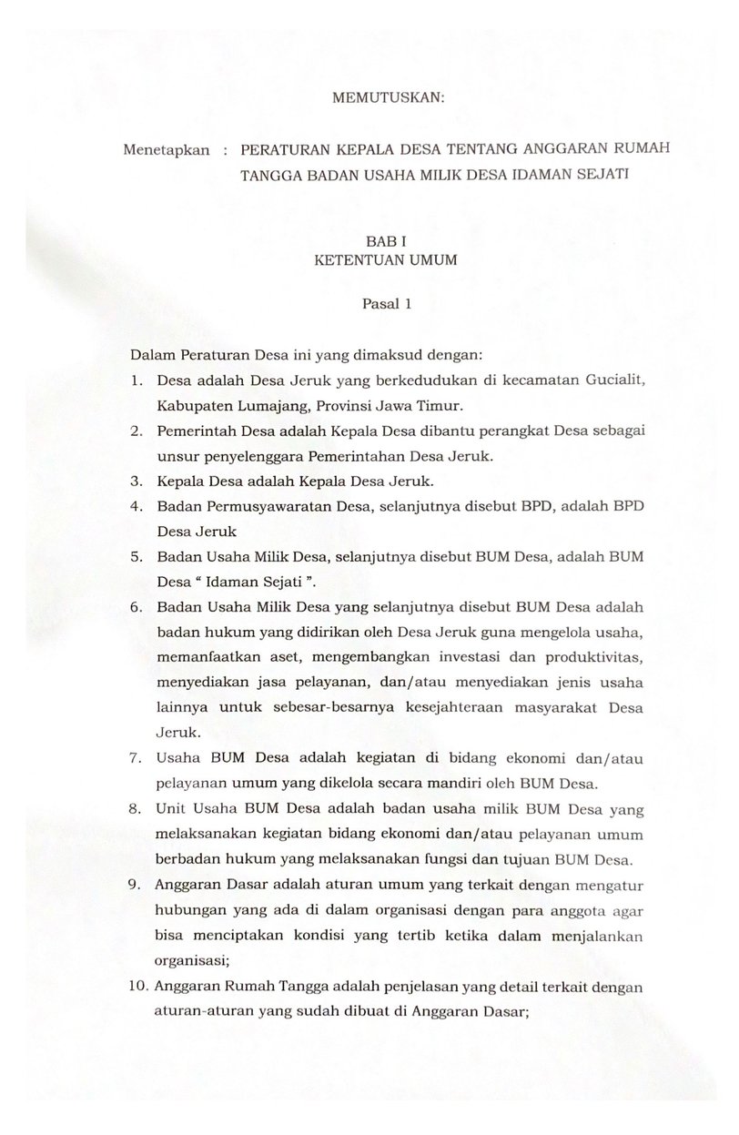 Halaman 2 - Anggaran Rumah Tangga BUMDes Idaman Sejati