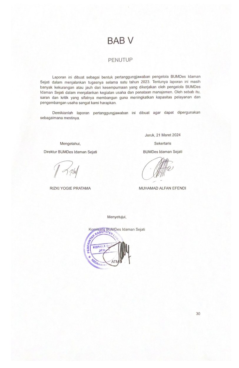 Penutup - LPJ BUMDes T.A, 2023