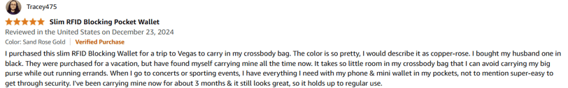5 star review of buffway slim wallet about rfid blocking for travel and everyday use