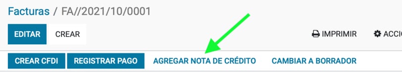 agregar nota de crédito