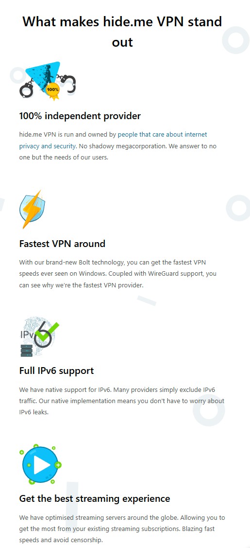 HideMe VPN Features