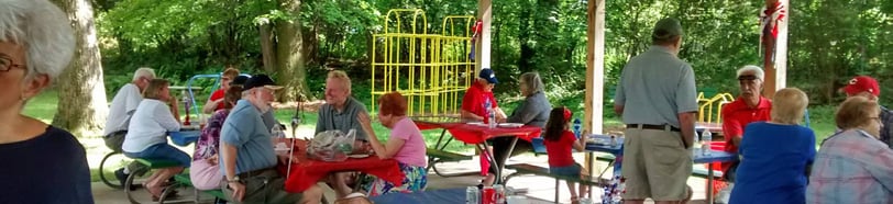 Neighbors and their families enjoying an outing at Crescent Hills Park