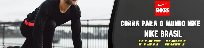 a man in a black shirt and a black and words, corra para o mundo Nike - visit now - Nike Brasil