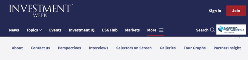 Investment Week homepage menu