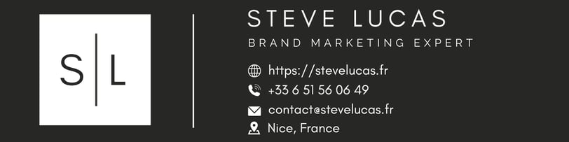 steve lucas business card with a black and white business card
