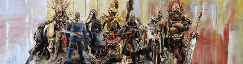 Custom-made hand-painted resin figures inspired by sci-fi, anime, and gaming characters