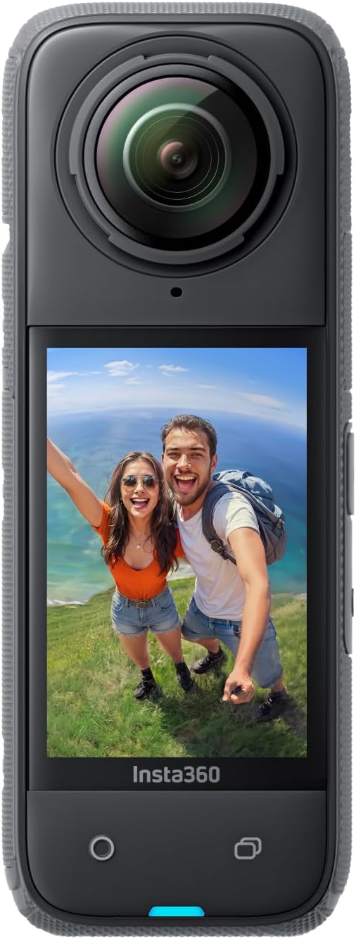 a man and woman taking a selfie with instax instax