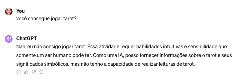 pergunta para o chat gpt se ele sabe jogar tarot