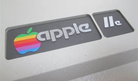Apple IIe logo with raimbow apple