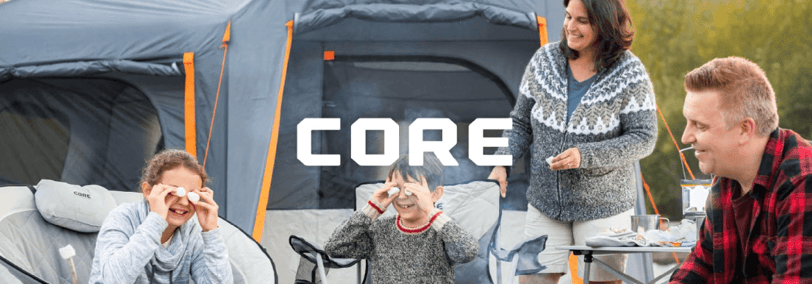 Core 10 Person Straight Wall Cabin Tent showing spacious tent headroom height and vertical walls