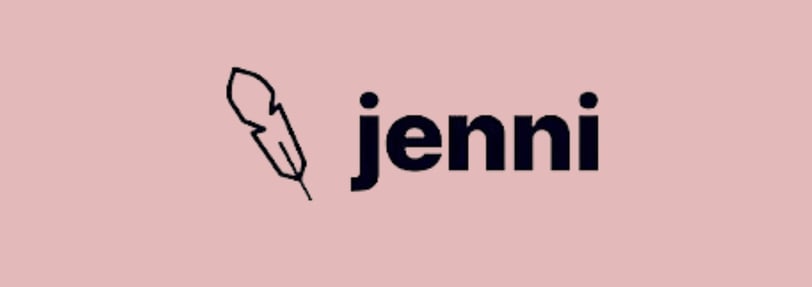 a feather like object with a pink background and a text saying jenni