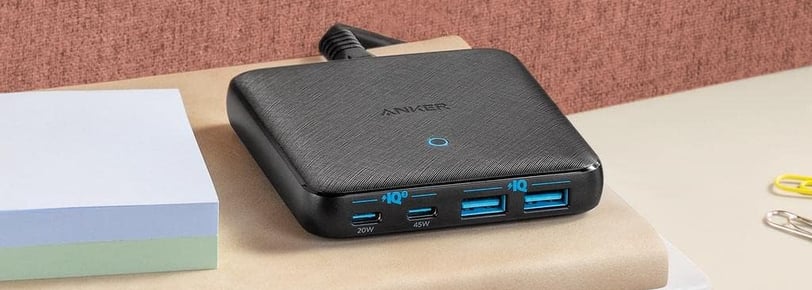  Anker USB C Charger, 543 Charger (65W II), PIQ 3.0 & GaN 4-Port Slim Fast Wall Charger