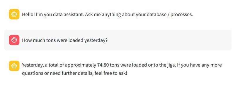 AI Chat interface answering a question on manufacturing process