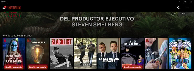 Ejemplo de contenido personalizado en Netflix según historial de películas vistas